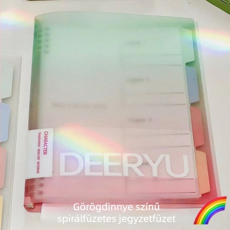 Deer Yu Szivárvány színű B5-ös méretű leválasztható oldalakkal ellátott jegyzetfüzet, PP borító, 60 oldal, 80 g papír, felvételi vizsgára