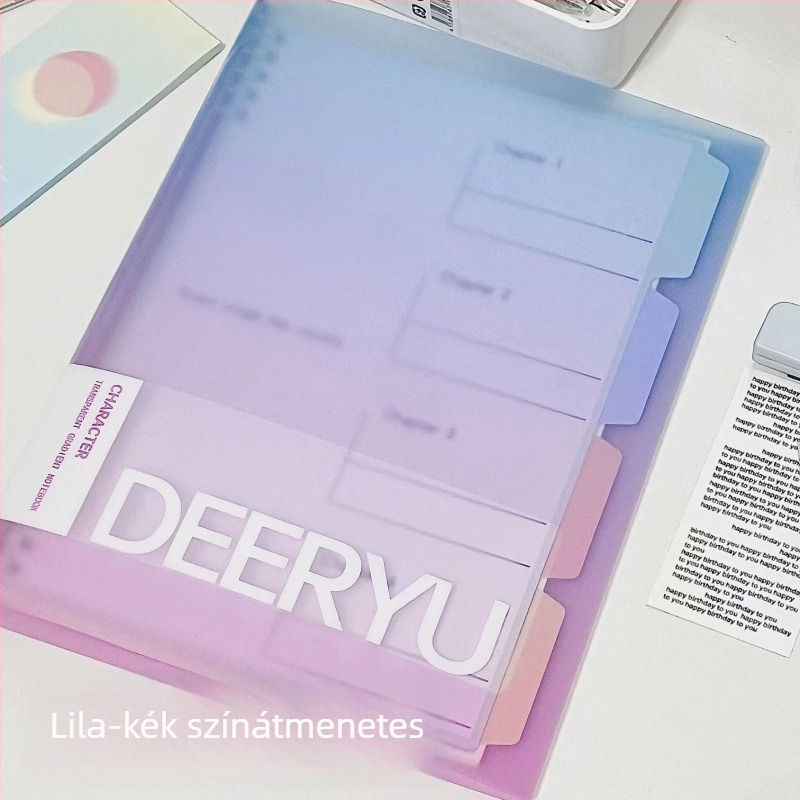Deer Yu Szivárvány színű B5-ös méretű leválasztható oldalakkal ellátott jegyzetfüzet, PP borító, 60 oldal, 80 g papír, felvételi vizsgára