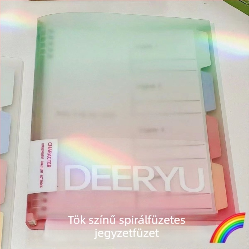 Deer Yu Szivárvány színű B5-ös méretű leválasztható oldalakkal ellátott jegyzetfüzet, PP borító, 60 oldal, 80 g papír, felvételi vizsgára