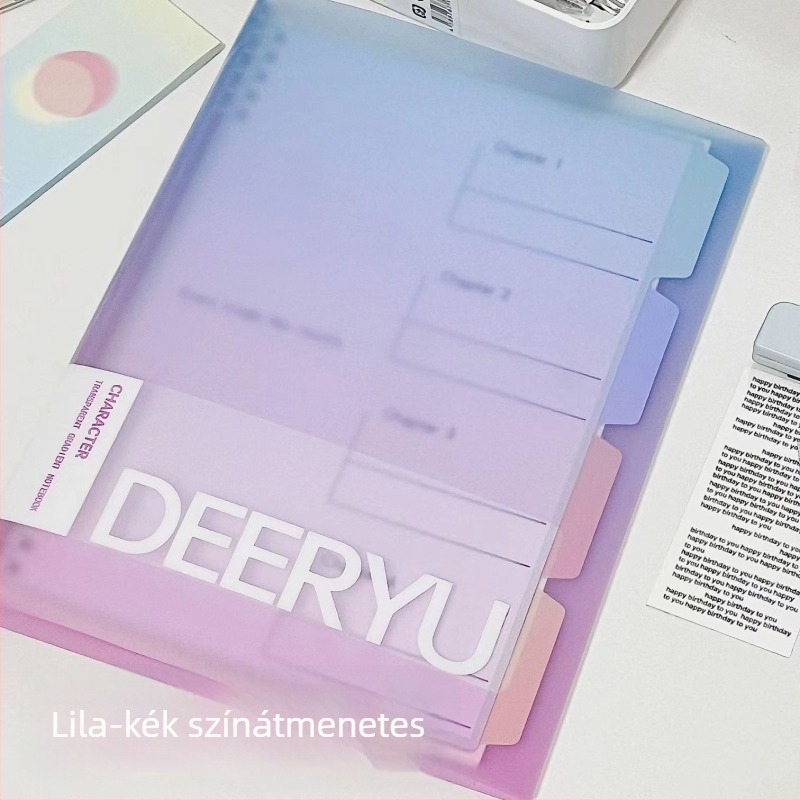 Deer Yu Szivárvány színű B5-ös méretű leválasztható oldalakkal ellátott jegyzetfüzet, PP borító, 60 oldal, 80 g papír, felvételi vizsgára