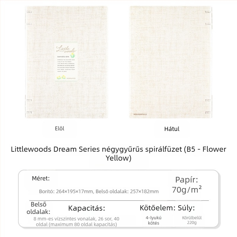 Kokuyo Littlewoods Kimo Dream sor négylyukú notesz campusra
