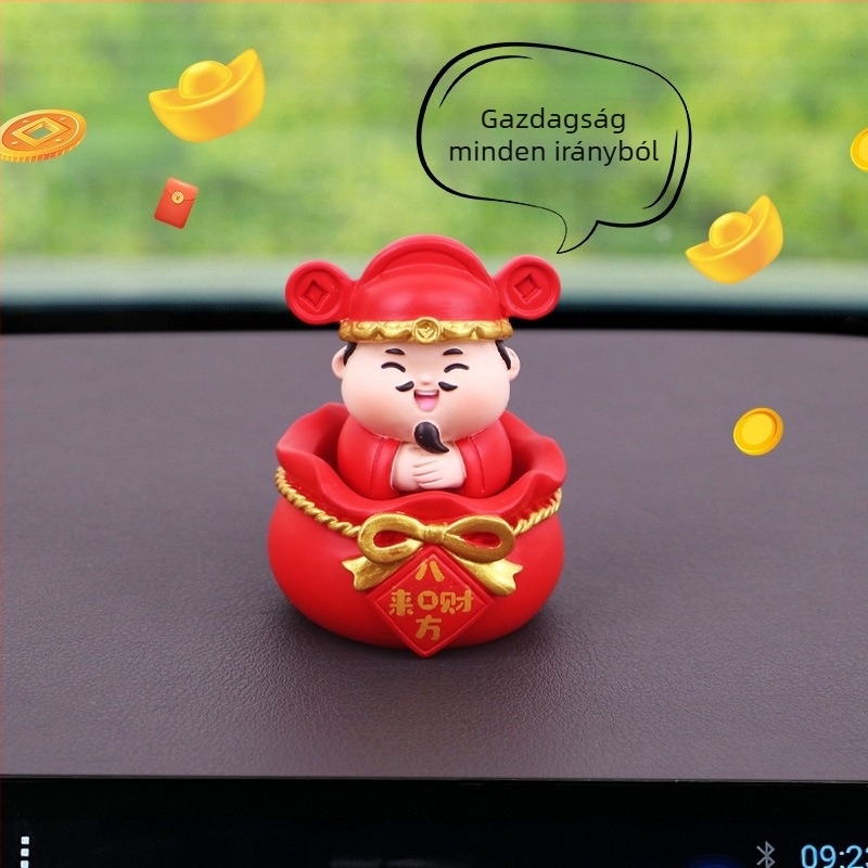 Rezinből készült Vagyon Istene bobblehead autó belső dekorációhoz – középkonzol dekoráció és ajándék