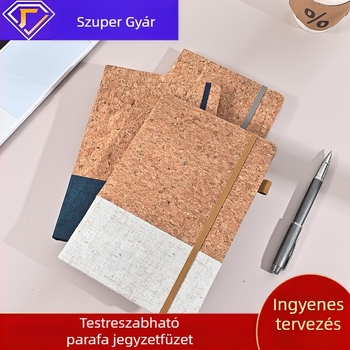 A5-ös notesz készlet parafa-textúrájú borítóval és búzaszalmas dizájnnal, varrott kötés, Dowling papír, 80 g/m², 100–200 oldal, egyszerű stílus, logó nyomtatás egyedi igény szerint