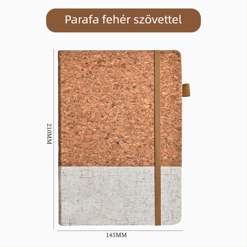 A5-ös notesz készlet parafa-textúrájú borítóval és búzaszalmas dizájnnal, varrott kötés, Dowling papír, 80 g/m², 100–200 oldal, egyszerű stílus, logó nyomtatás egyedi igény szerint