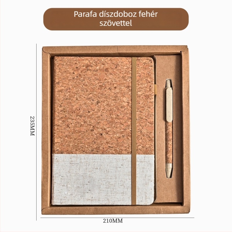 A5-ös notesz készlet parafa-textúrájú borítóval és búzaszalmas dizájnnal, varrott kötés, Dowling papír, 80 g/m², 100–200 oldal, egyszerű stílus, logó nyomtatás egyedi igény szerint
