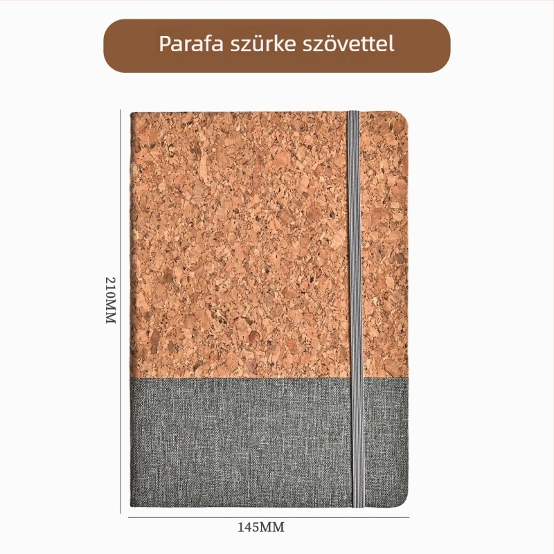 A5-ös notesz készlet parafa-textúrájú borítóval és búzaszalmas dizájnnal, varrott kötés, Dowling papír, 80 g/m², 100–200 oldal, egyszerű stílus, logó nyomtatás egyedi igény szerint