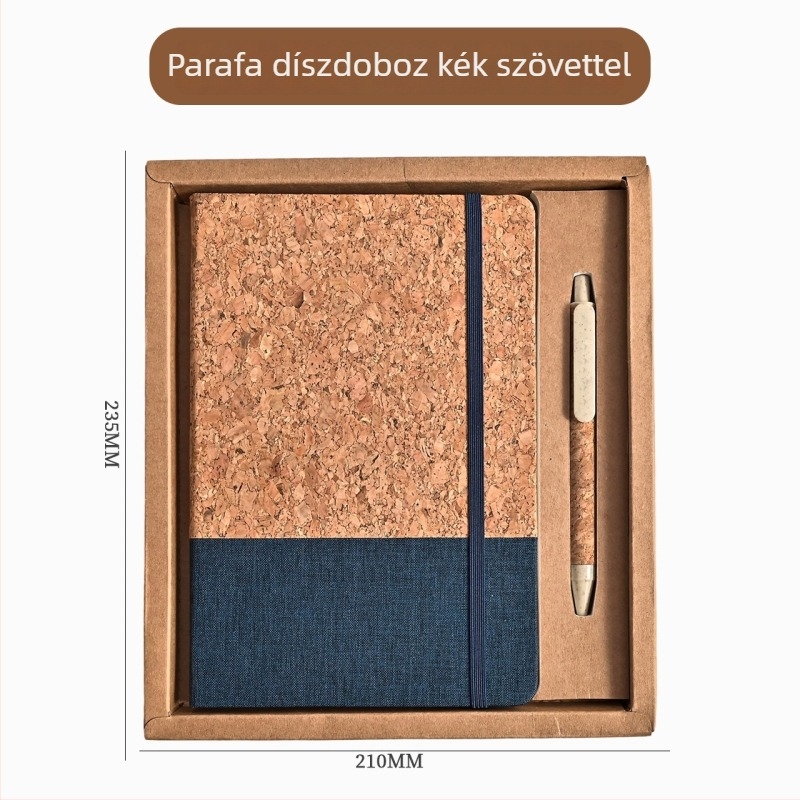 A5-ös notesz készlet parafa-textúrájú borítóval és búzaszalmas dizájnnal, varrott kötés, Dowling papír, 80 g/m², 100–200 oldal, egyszerű stílus, logó nyomtatás egyedi igény szerint