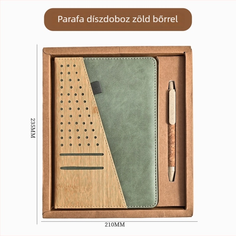 A5-ös notesz készlet parafa-textúrájú borítóval és búzaszalmas dizájnnal, varrott kötés, Dowling papír, 80 g/m², 100–200 oldal, egyszerű stílus, logó nyomtatás egyedi igény szerint