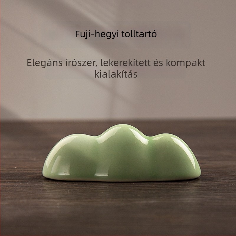 Felhőhegy tolltartó Ru-kiln celadon kerámiából, kreatív kaligráfiához és a Négy Kincshez, asztali dísz