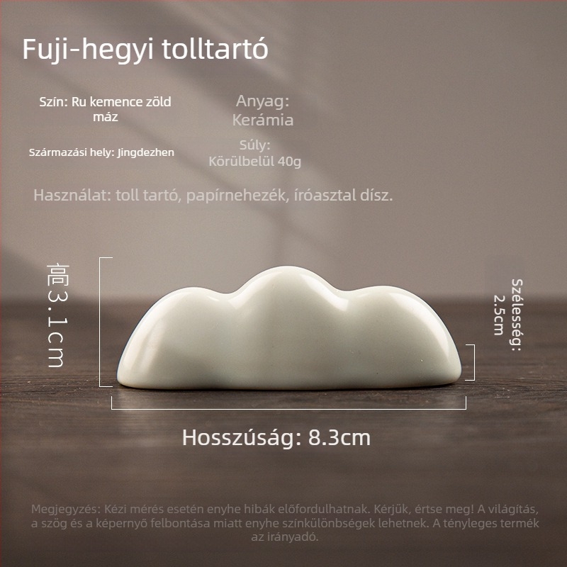 Felhőhegy tolltartó Ru-kiln celadon kerámiából, kreatív kaligráfiához és a Négy Kincshez, asztali dísz