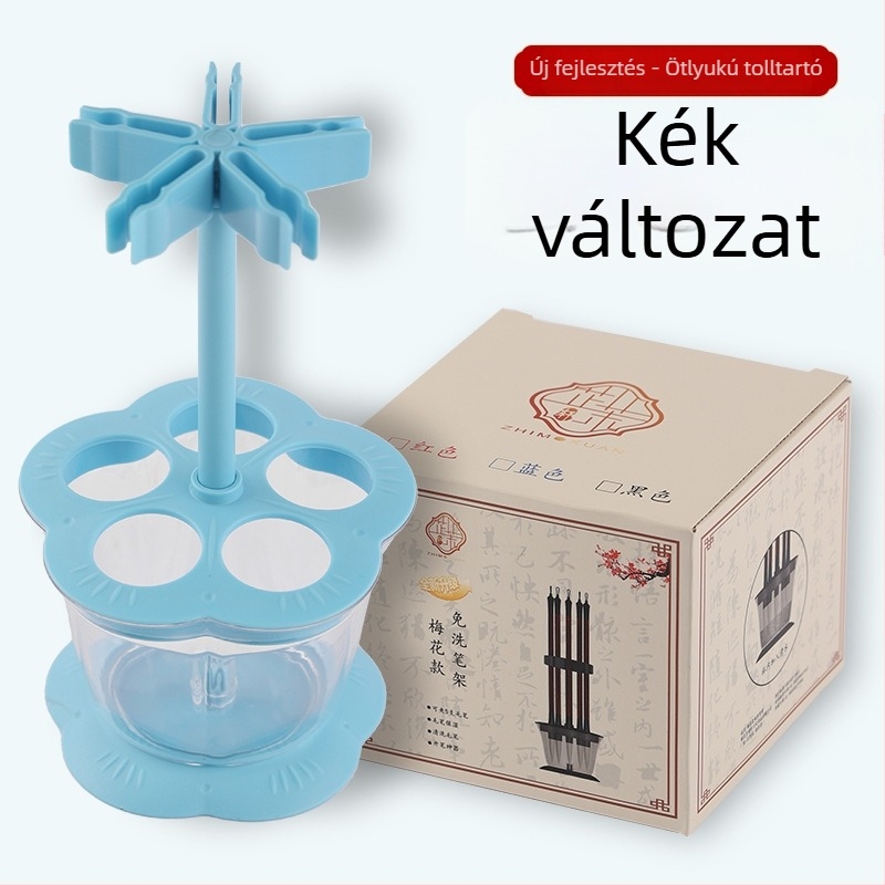 Kék No-Wash ecsettartó és multifunkcionális tolltartó nedvesítő és a kiszáradás elleni védelemmel, ecsettisztító víztartály