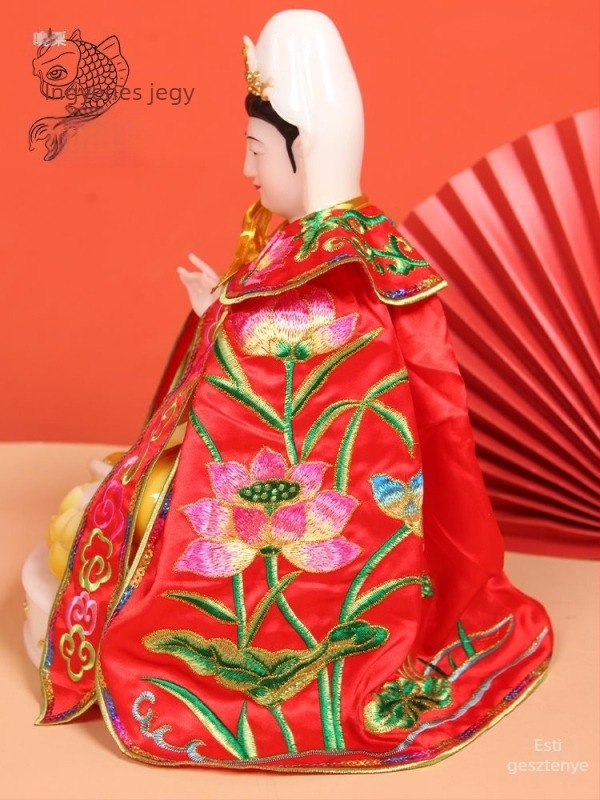 Guanyin Bodhisattva szobor köpeny és hófehér ruházat