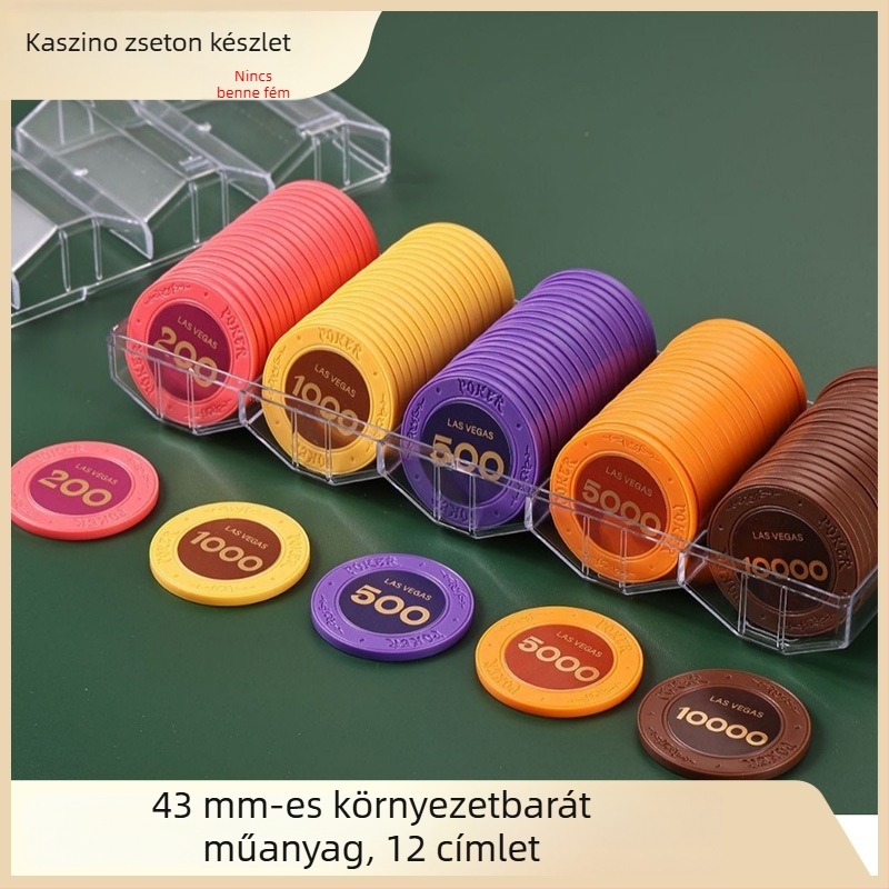 Műanyag agyagból készült zsetonok Texas Hold'em pókerhez, Mahjonghoz és játékszobákba; 43 mm, 12 színű készlet; zsetonok a szórakoztatásra és jutalmazásra
