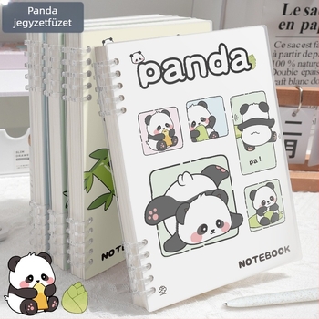 Levéllel leválasztható notesz panda dizájnnal, elegáns és tartós, matt PP borító, napló, A5-ös méret, 60 lap