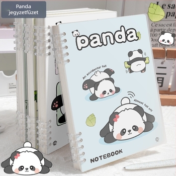 Levéllel leválasztható notesz panda dizájnnal, elegáns és tartós, matt PP borító, napló, A5-ös méret, 60 lap