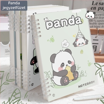 Levéllel leválasztható notesz panda dizájnnal, elegáns és tartós, matt PP borító, napló, A5-ös méret, 60 lap
