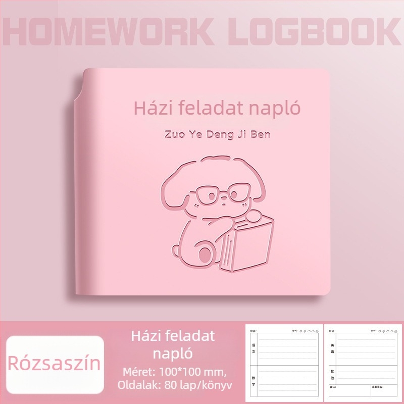 Házi feladat napló tolltartóval, kemény kötésű, kompakt füzet általános iskolásoknak