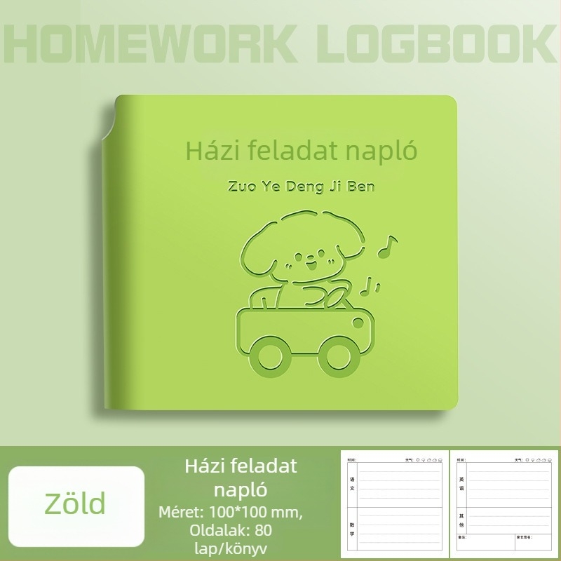 Házi feladat napló tolltartóval, kemény kötésű, kompakt füzet általános iskolásoknak