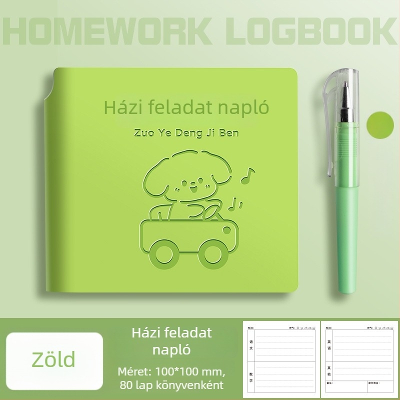Házi feladat napló tolltartóval, kemény kötésű, kompakt füzet általános iskolásoknak