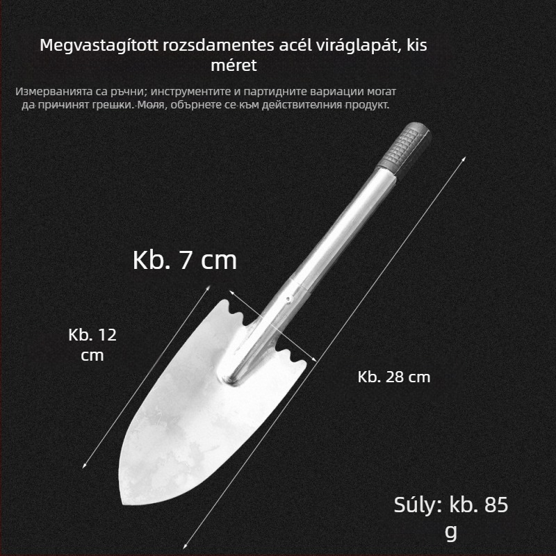 Rozsdamentes acél viráglapát – kiskerti eszköz ültetéshez és talajmunkához