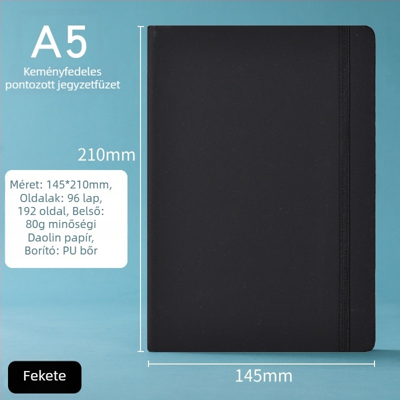 A5-ös méretű notesz pánttal, 100 oldal, Dowling-papír 80 g/m², egyszerű irodai tervező