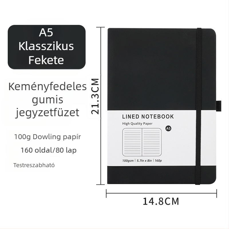 Ajándékdobozos készlet: A5-ös bőrhatás borítóval és pánttal ellátott notesz és A6-os minimalist notesz