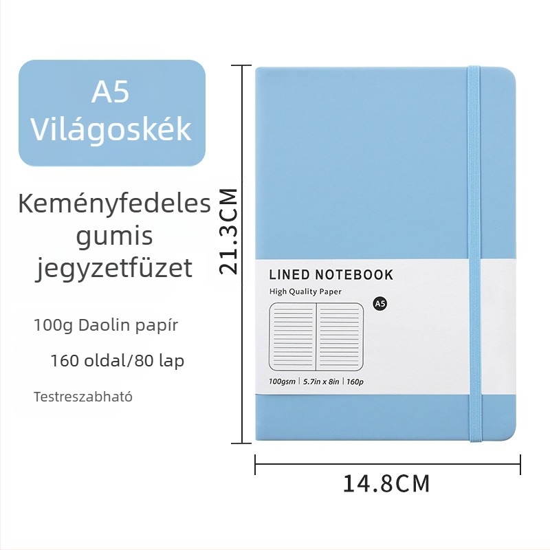 Ajándékdobozos készlet: A5-ös bőrhatás borítóval és pánttal ellátott notesz és A6-os minimalist notesz