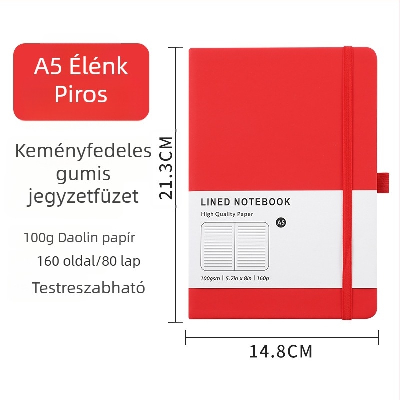 Ajándékdobozos készlet: A5-ös bőrhatás borítóval és pánttal ellátott notesz és A6-os minimalist notesz