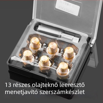 Az olajpan leeresztő csavarjainak sérült menetét javító szerszám