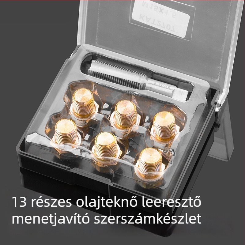 Az olajpan leeresztő csavarjainak sérült menetét javító szerszám