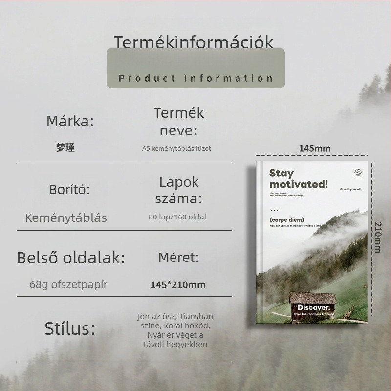 A5 jegyzetfüzet tájmotívummal és nemzeti stílussal, kemény kötés, kreatív napló diákoknak