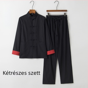 Női Hanfu felső kínai stílusban – retro Tang stílusú álló gallérral és köthető gombokkal, hosszú ujjak, Zen teás viselet