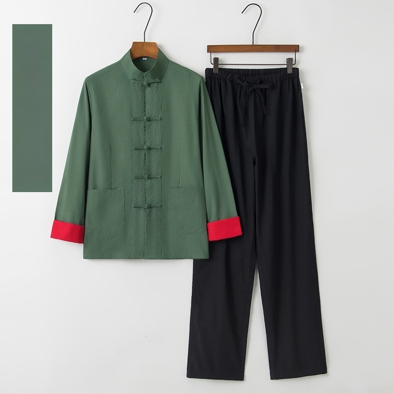 Női Hanfu felső kínai stílusban – retro Tang stílusú álló gallérral és köthető gombokkal, hosszú ujjak, Zen teás viselet