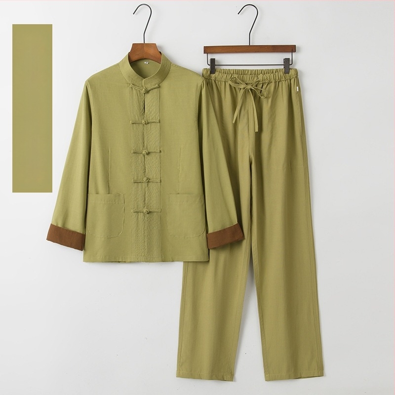 Női Hanfu felső kínai stílusban – retro Tang stílusú álló gallérral és köthető gombokkal, hosszú ujjak, Zen teás viselet