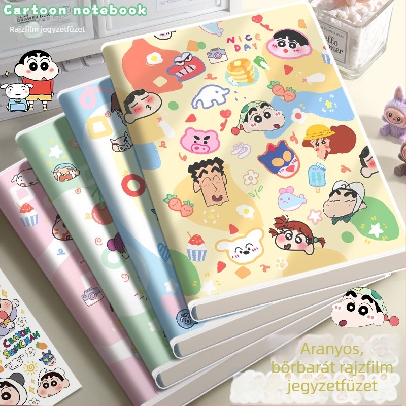 B5 méretű notesz PVC borítóval, bőrtapintású érzet, vízálló, vonalas oldalak, japán-koreai aranyos stílusú, középiskolások számára