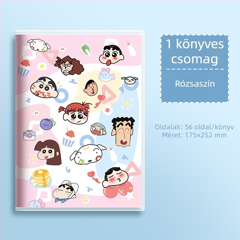 B5 méretű notesz PVC borítóval, bőrtapintású érzet, vízálló, vonalas oldalak, japán-koreai aranyos stílusú, középiskolások számára