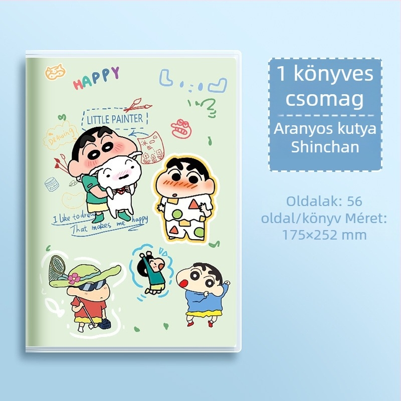 B5 méretű notesz PVC borítóval, bőrtapintású érzet, vízálló, vonalas oldalak, japán-koreai aranyos stílusú, középiskolások számára