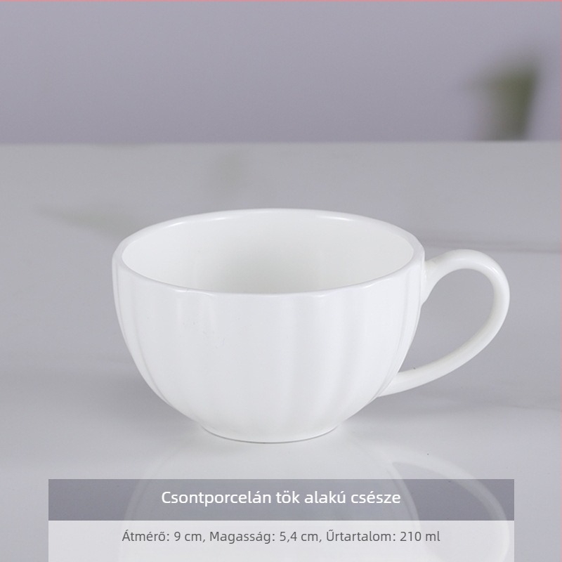 Bone china kávéscsésze és alátét készlet, fehér, irodai és otthoni használatra