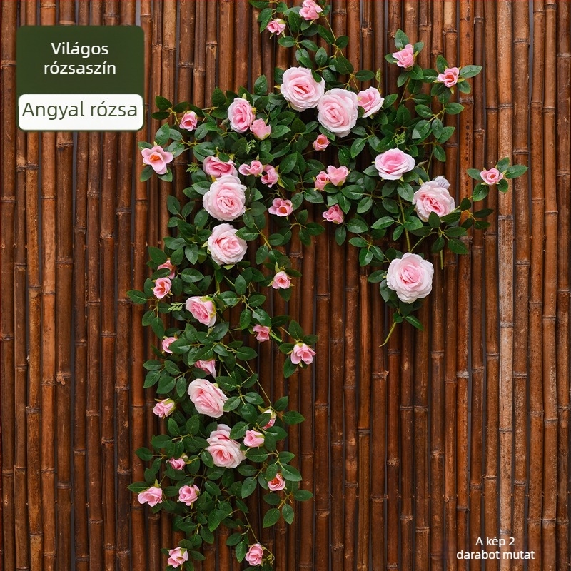 Sárga művirág rózsa futó faldekorációhoz – selyem virágokkal, nappali és bejárat díszítésére