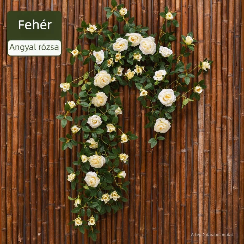 Sárga művirág rózsa futó faldekorációhoz – selyem virágokkal, nappali és bejárat díszítésére