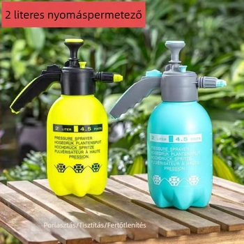 2L-es kerti permetező palack, levegőnyomásos, finom köd, állítható fúvófej