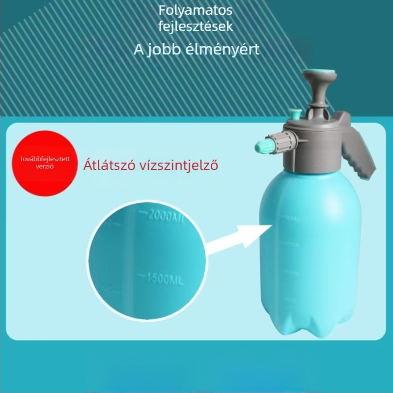 2L-es kerti permetező palack, levegőnyomásos, finom köd, állítható fúvófej