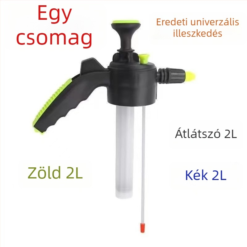 2L-es kerti permetező palack, levegőnyomásos, finom köd, állítható fúvófej