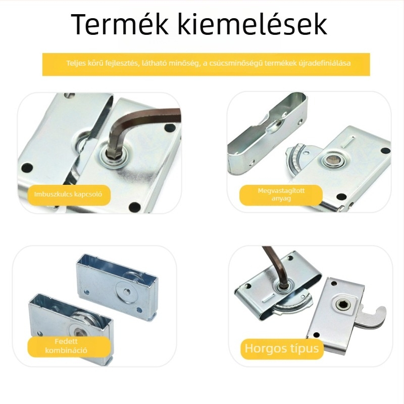 LED oldalsó zár szekrényhez, rugós mechanikus dobozzár, tartós, könnyen használható, modern minimalista stílus