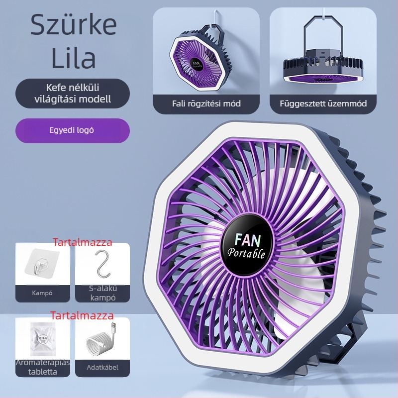Kis USB-s függőventilátor emeletes ágyhoz szúnyoghálóval, csendes, újratölthető, ideális irodai és kollégiumi használatra