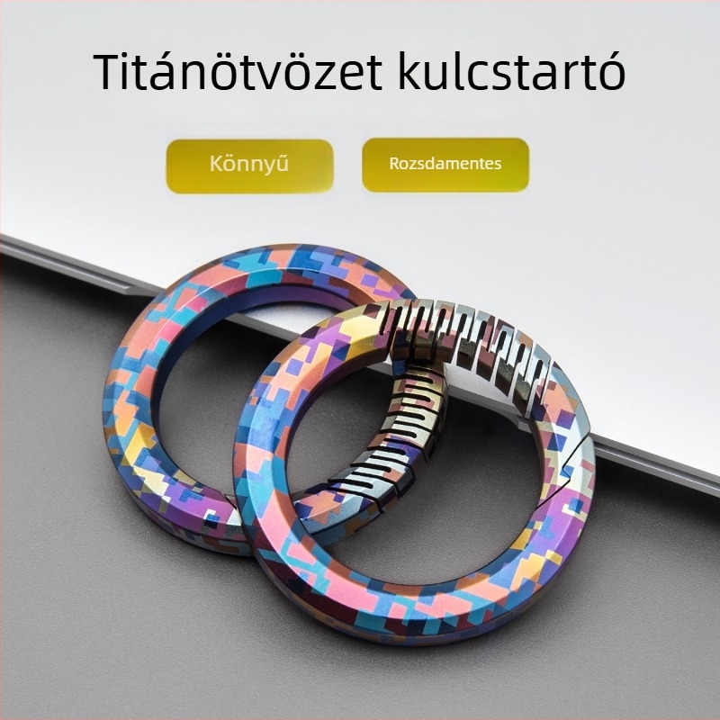 Titán ötvözet kulcstartó Crazy Cowhide bőrrel autókulcsokhoz; univerzális Mercedes-Benz, BMW és Audi számára; uniszex medál