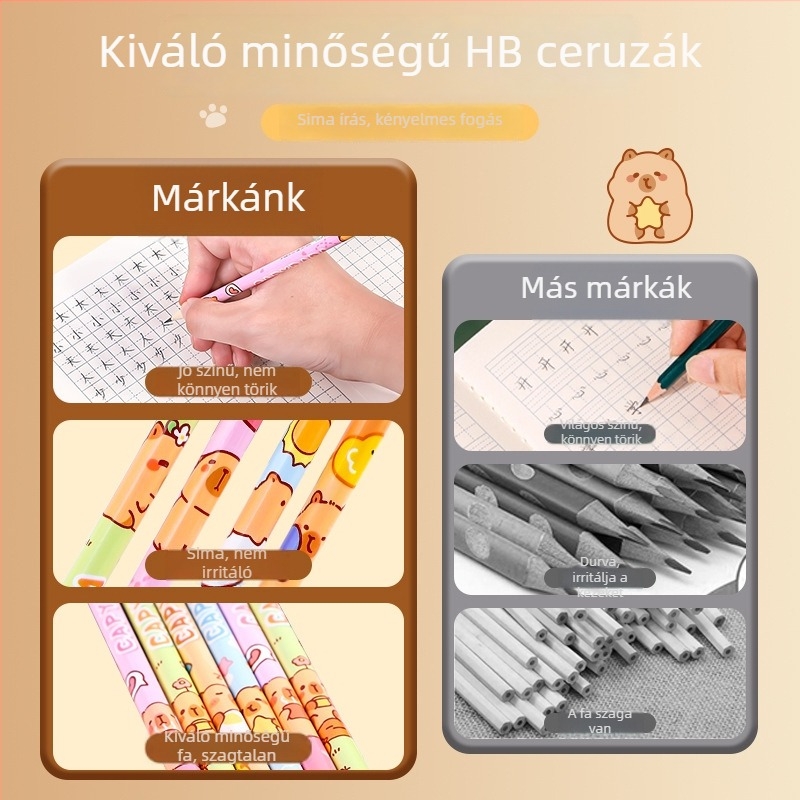 12 db HB ceruza gyerekeknek, nem mérgező, rajz- és vizsga ceruzák
