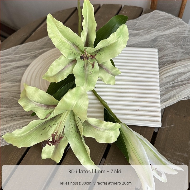 3D művirág liliom – otthoni dekorációhoz, esküvői díszítéshez és fotózáshoz, egyetlen szár