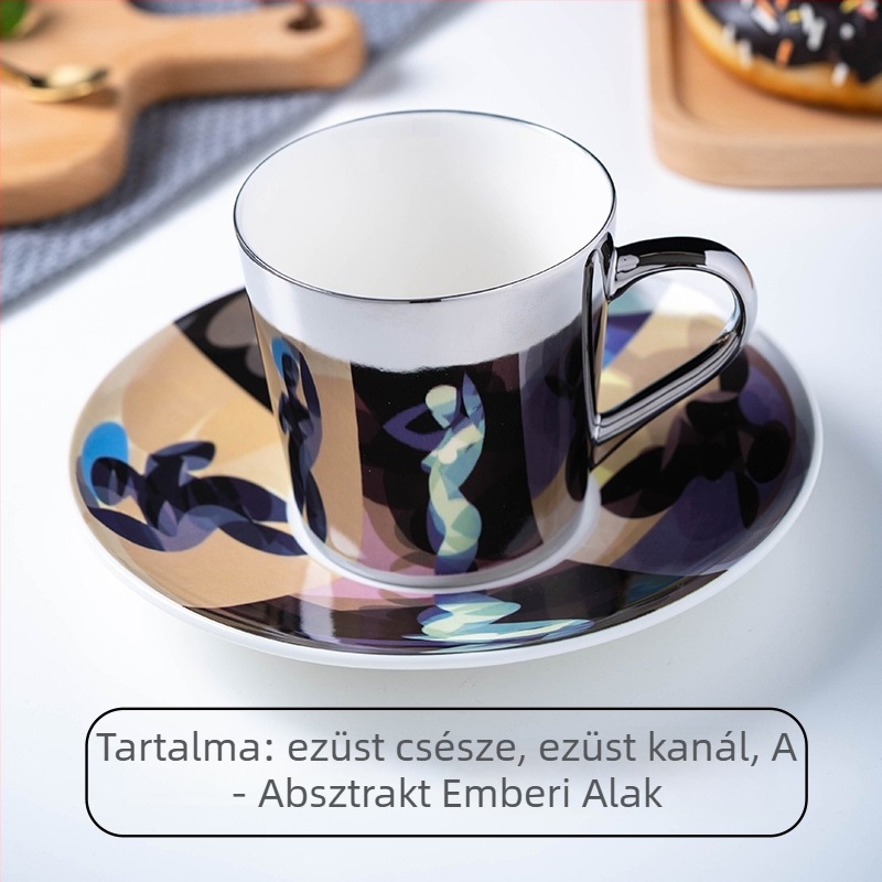 Kreatív tükörfényű kerámia kávéscsésze készlet, európai stílusú tervező arany csészékkel