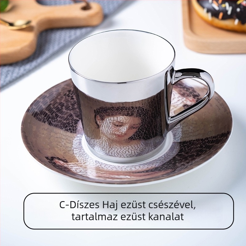 Kreatív tükörfényű kerámia kávéscsésze készlet, európai stílusú tervező arany csészékkel